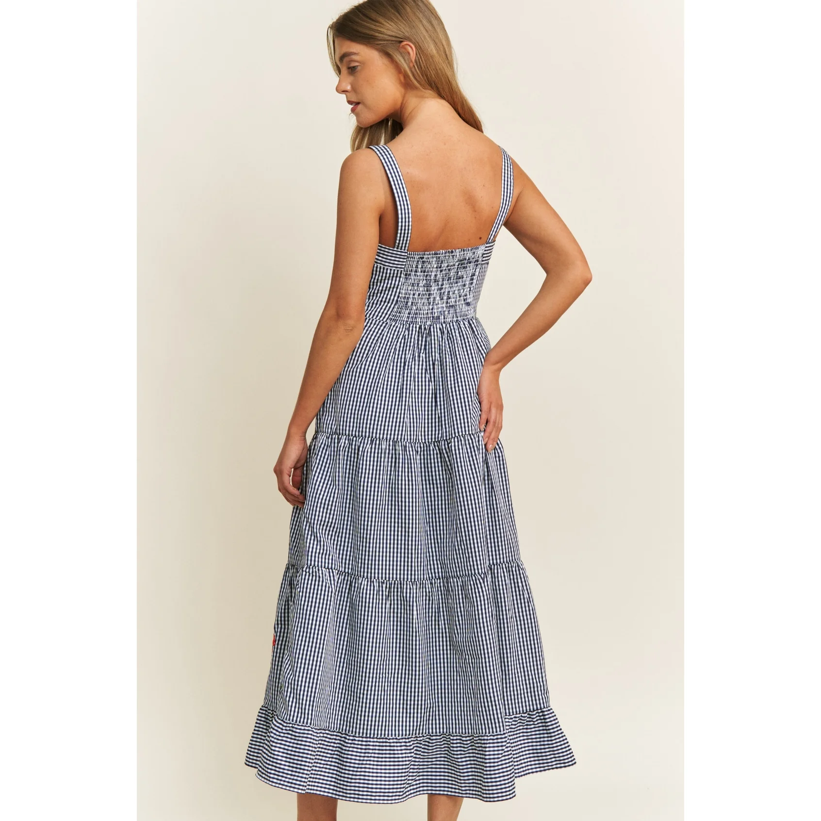 Coastal Gingham Lobster Tiered Dress - Image 7