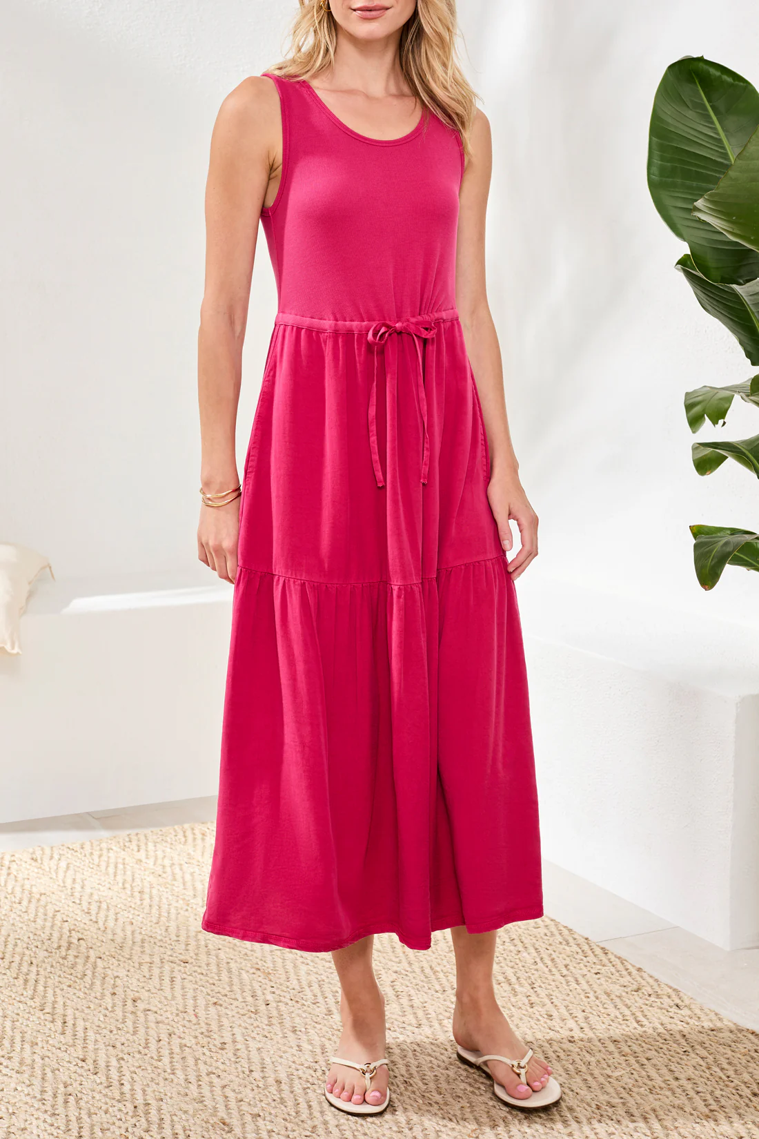 Sleeveless Coastal Tiered Dress – Lightweight Lyocell - Image 8